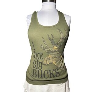 Bobbie Brooks Women's Olive Green I Like Big Bucks Tank Top Size S